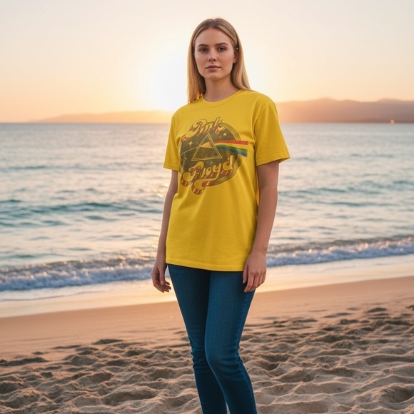 Daydreamer Tops - Daydreamer Pink Floyd Yellow Graphic Tee​
